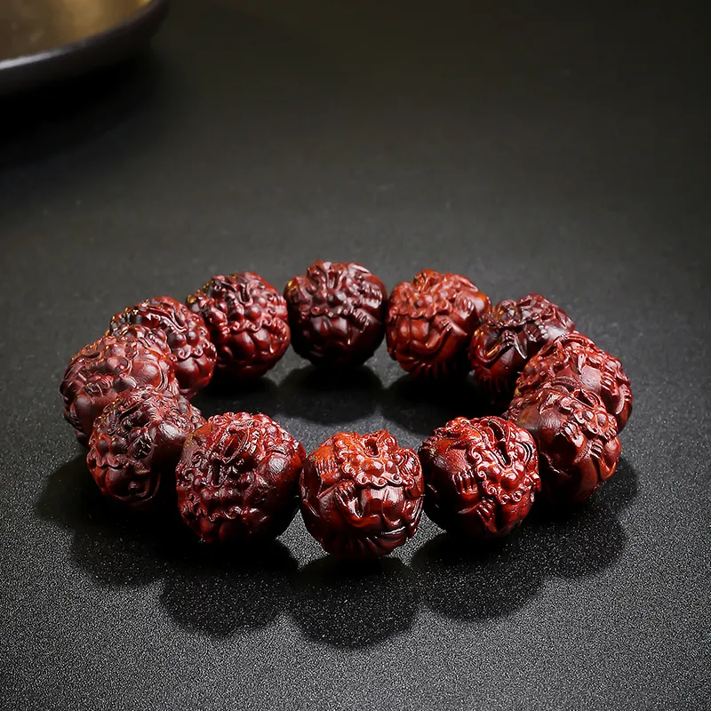 MUSHENGYUAN Bloodwood Good Luck Beaded Bracelet Men's-3