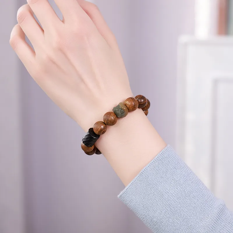 MUSHENGYUAN Golden Sandalwood Wooden Bracelets Unisex-2
