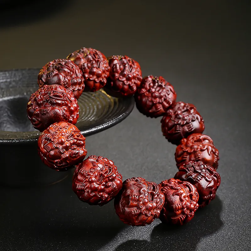 MUSHENGYUAN Bloodwood Good Luck Beaded Bracelet Men's-5
