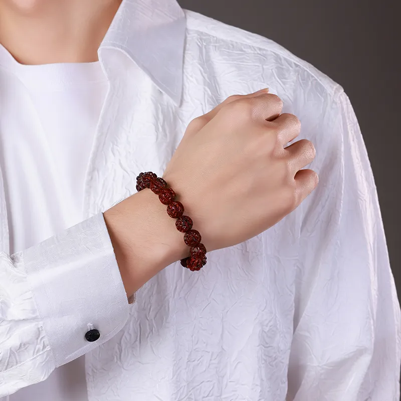 MUSHENGYUAN Rosewood Good Luck Beaded Bracelet Unisex-3