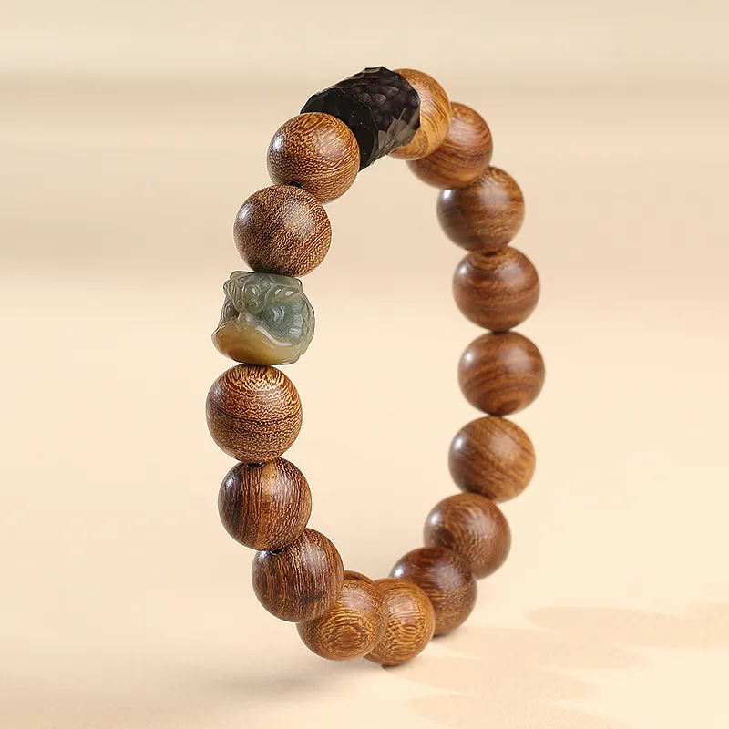 MUSHENGYUAN Golden Sandalwood Wooden Bracelets Unisex-4
