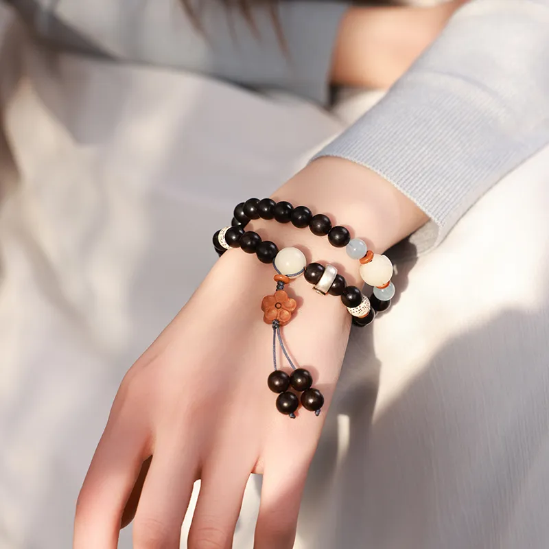 MUSHENGYUAN Ebony Sandalwood Beaded Bracelet Women's-17