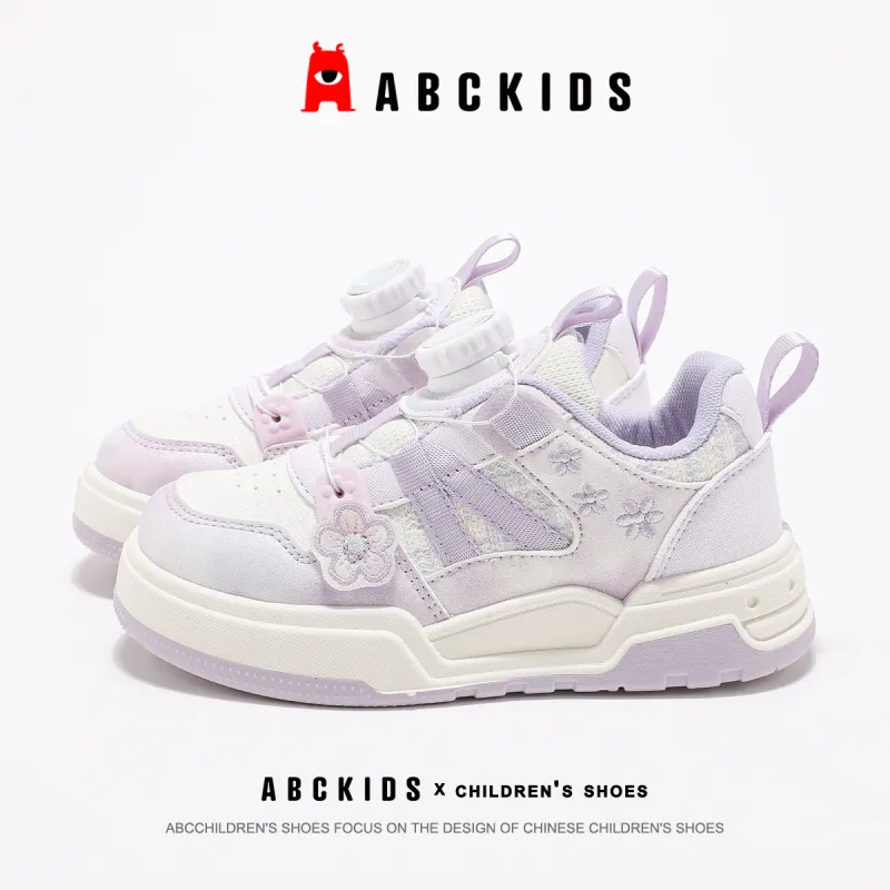 ABC KIDS Slip Resistant Cushioning Lightweight Cushioning Low Top Kids Lifestyle Shoes White Purple Kids'-2
