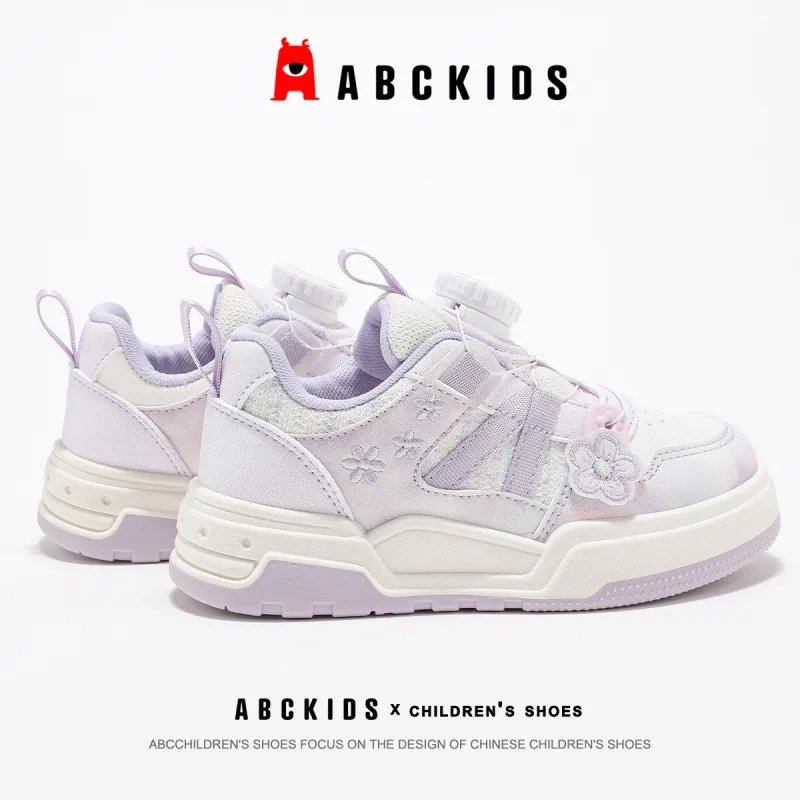 ABC KIDS Slip Resistant Cushioning Lightweight Cushioning Low Top Kids Lifestyle Shoes White Purple Kids'-4