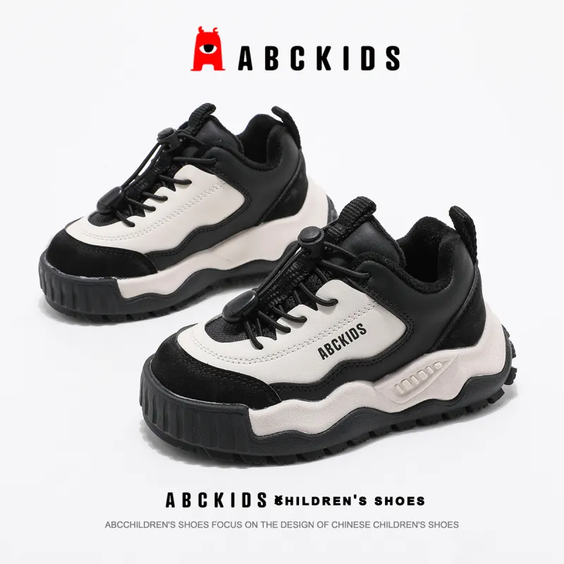 ABC KIDS Slip Resistant Lightweight Cushioning Warm Kids Lifestyle Shoes Black/Beige Kids'-1