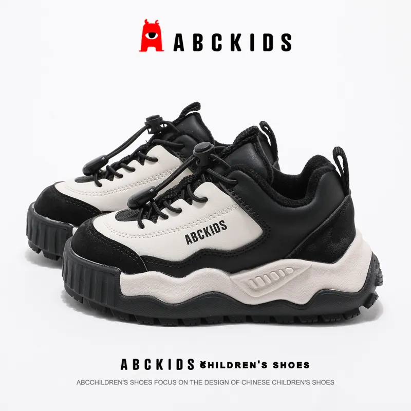 ABC KIDS Slip Resistant Lightweight Cushioning Warm Kids Lifestyle Shoes Black/Beige Kids'-5