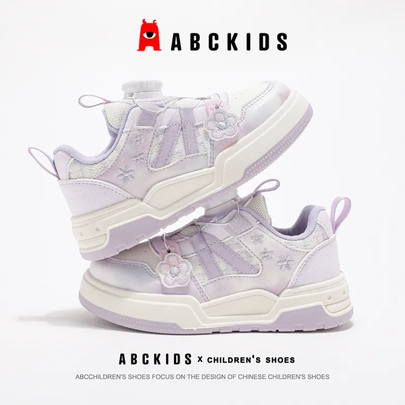 ABC KIDS Slip Resistant Cushioning Lightweight Cushioning Low Top Kids Lifestyle Shoes White Purple Kids'-3