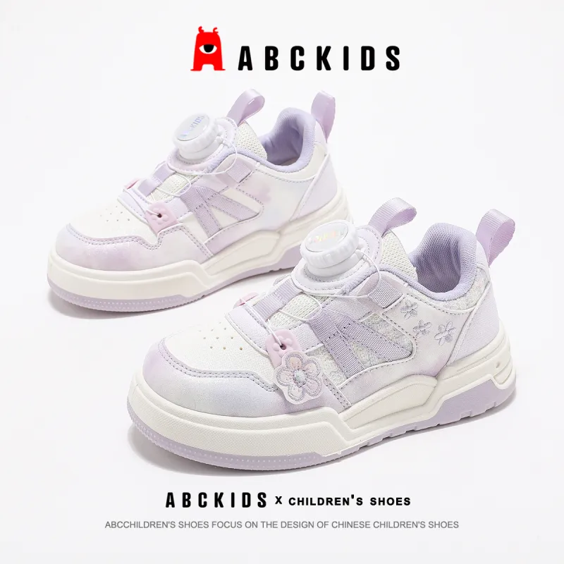 ABC KIDS Slip Resistant Cushioning Lightweight Cushioning Low Top Kids Lifestyle Shoes White Purple Kids'-1