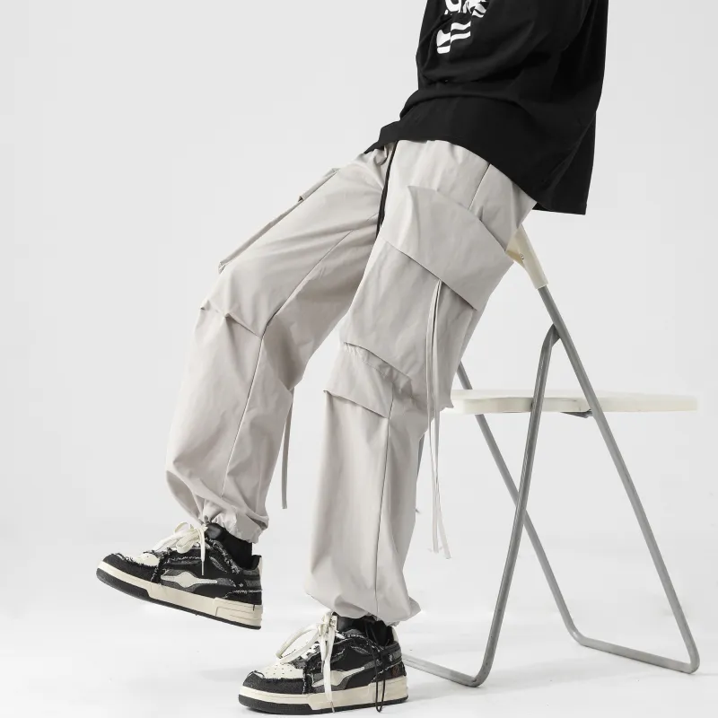 CENPIN Casual Pants Unisex Flare Night Black-17