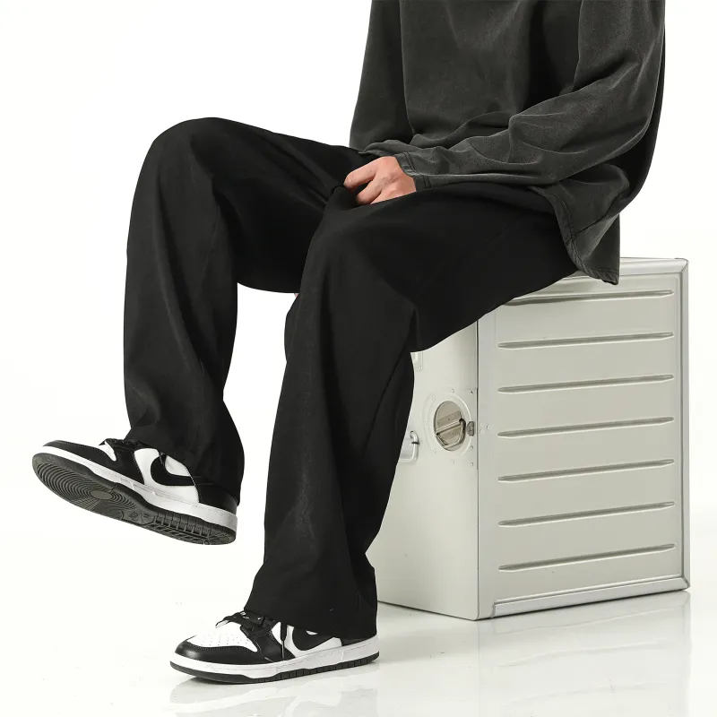 CENPIN Casual Pants Unisex Flare Night Black-5