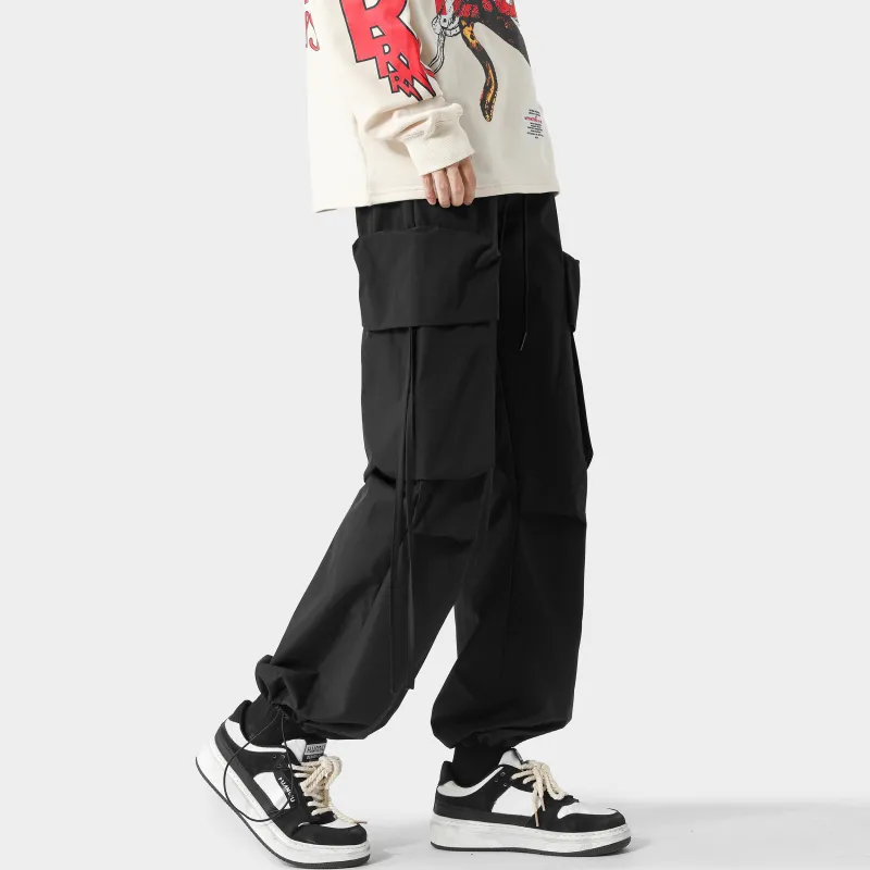 CENPIN Casual Pants Unisex Flare Night Black-1
