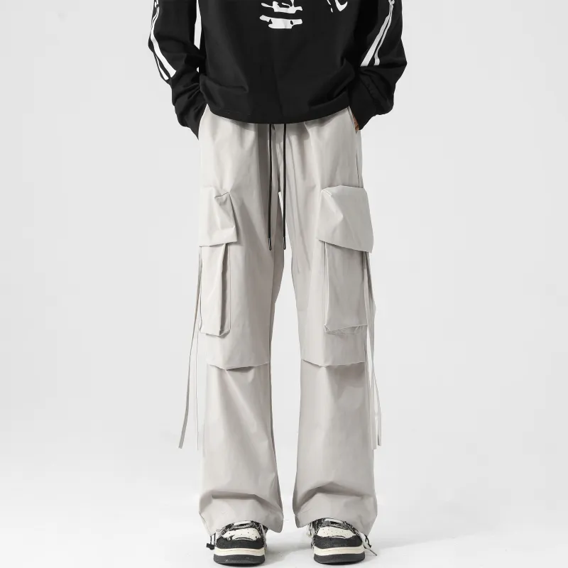 CENPIN Casual Pants Unisex Flare Night Black-15
