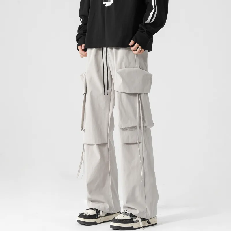 CENPIN Casual Pants Unisex Flare Night Black-16