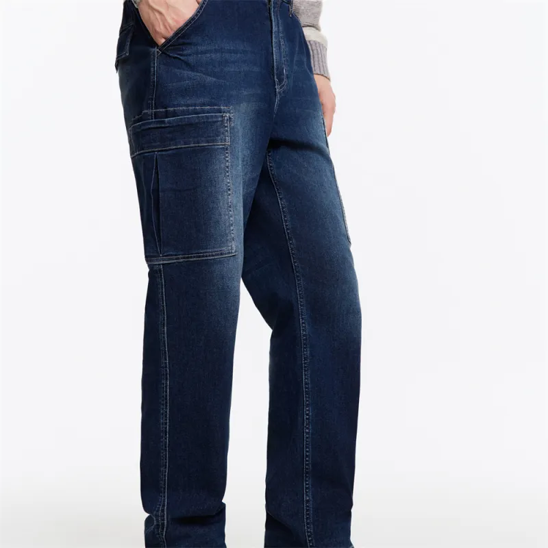 Jiumuwang Men's Pants Expert Jeans Men's Denim Blue-5