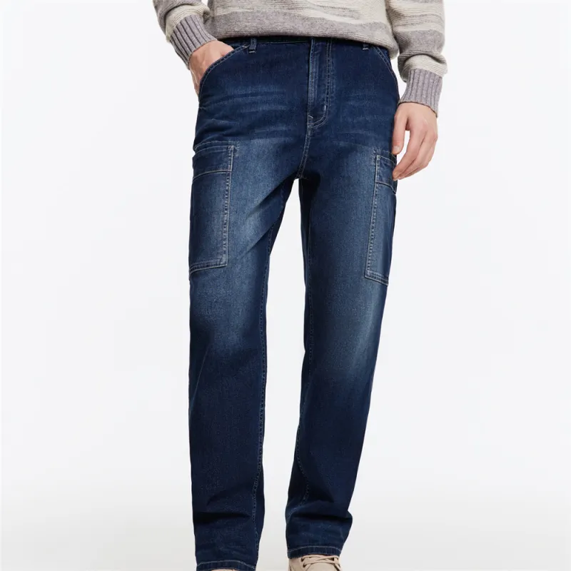 Jiumuwang Men's Pants Expert Jeans Men's Denim Blue-3