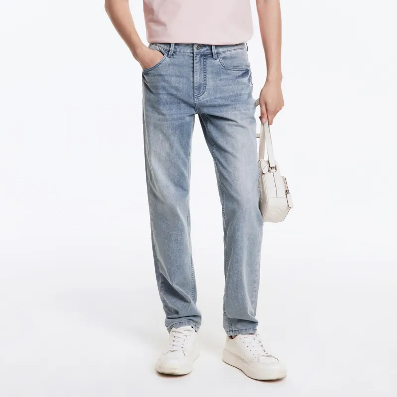 Jiumuwang Men's Pants Expert Jeans Men's Light Blue-2
