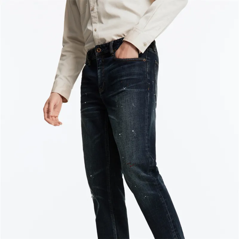 Jiumuwang Men's Pants Expert FW24 Jeans Men's Navy Blue-4