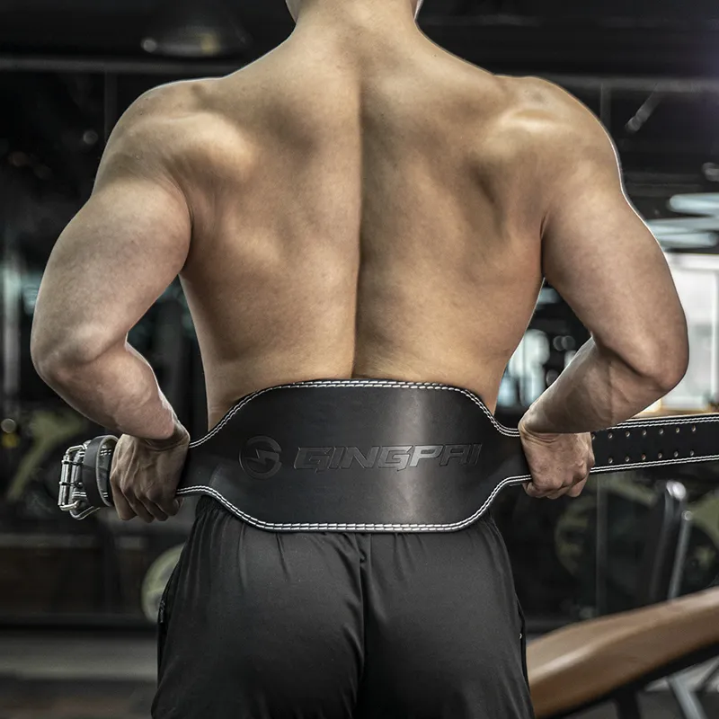 Competition Back Support Braces Fitness Protective Compression Cow Leather Suede Unisex-2