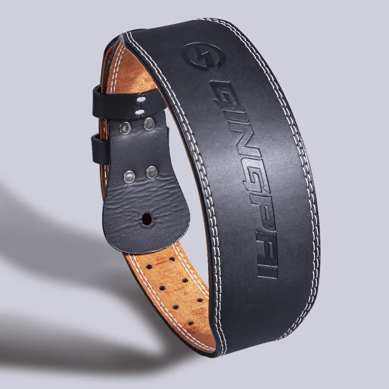 Competition Back Support Braces Fitness Protective Compression Cow Leather Suede Unisex-3