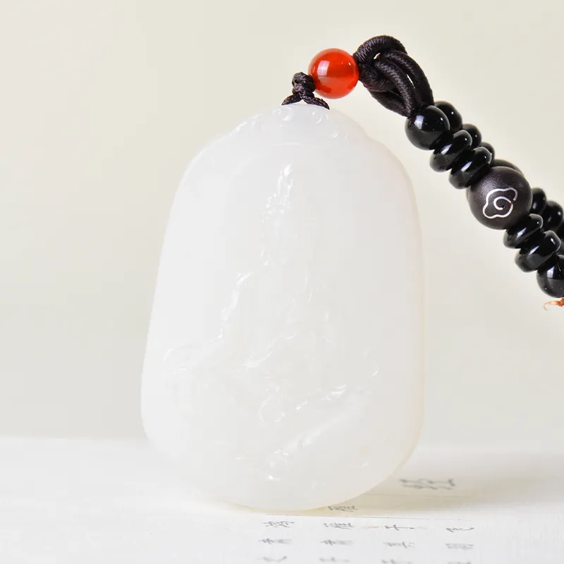 FENGFEIHUANG Hetian Jade Necklaces White Jade/Pale Greenish White Jade Men's-1