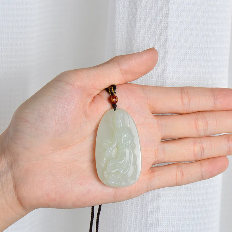 FENGFEIHUANG Necklaces White Jade/Pale Greenish White Jade Men's-5