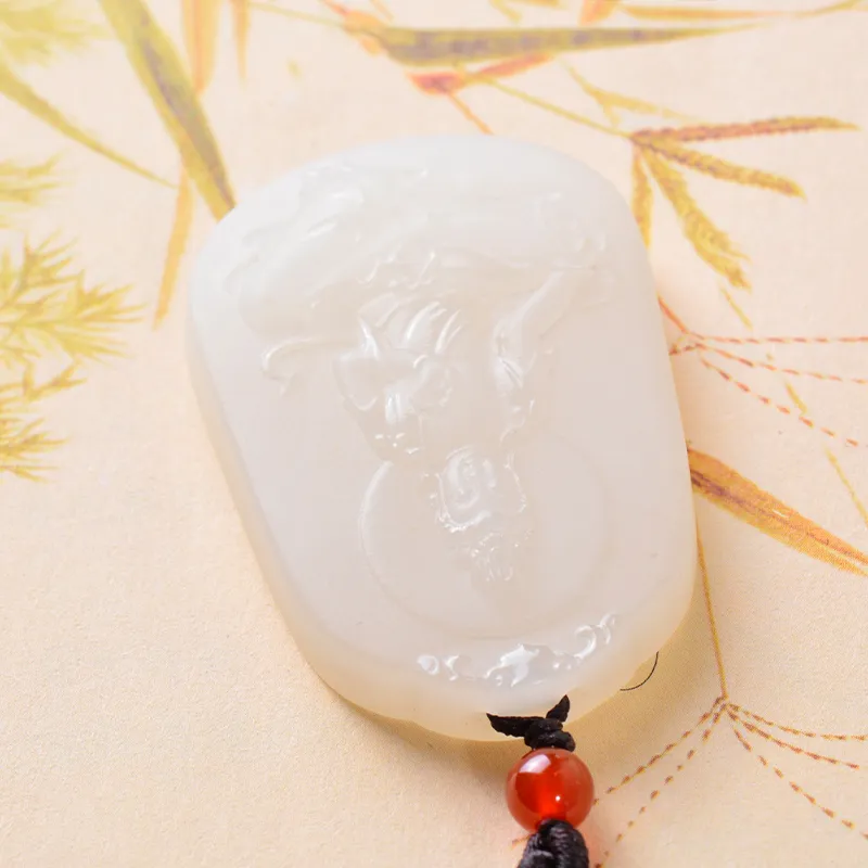 FENGFEIHUANG Hetian Jade Necklaces White Jade/Pale Greenish White Jade Men's-4