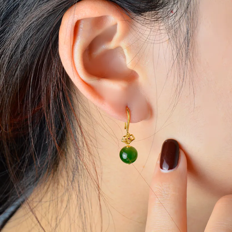 FENGFEIHUANG Hetian Jade Earrings Jasper Women's-5