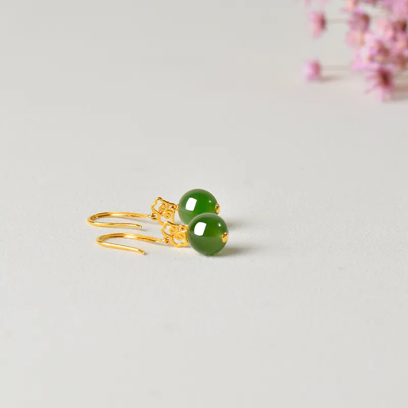 FENGFEIHUANG Hetian Jade Earrings Jasper Women's-2
