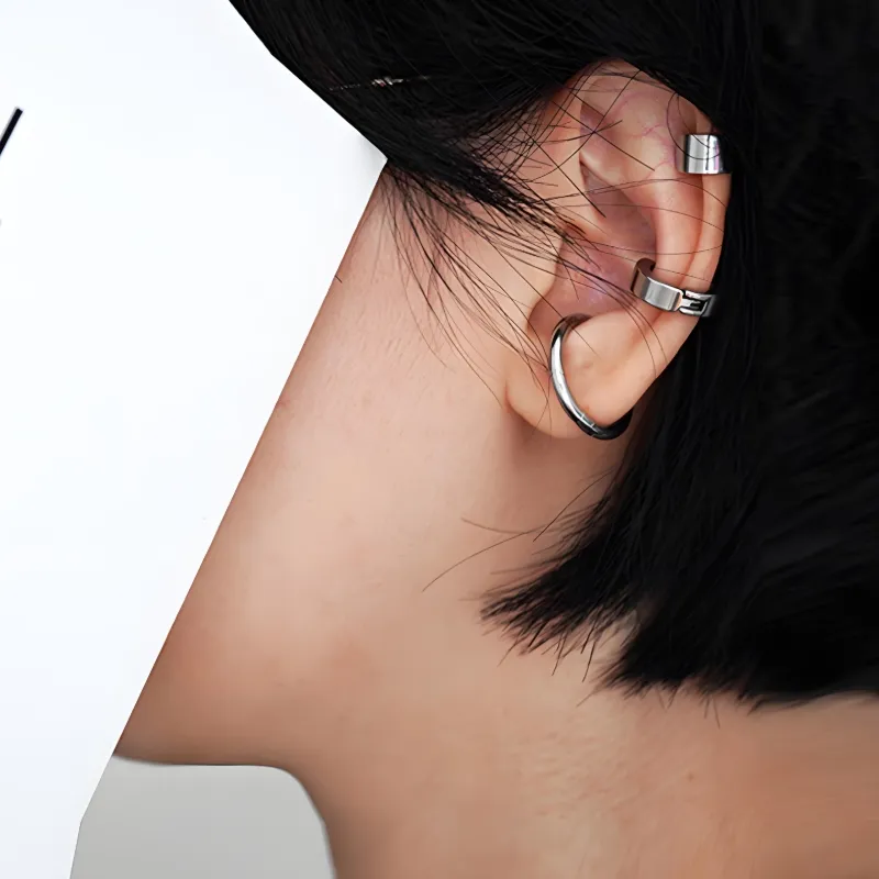 KANSAI Titanium Steel Clip On Earrings Unisex-3