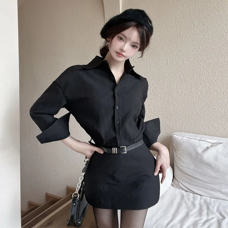 TUSHIFEI Long-Sleeved Dresses Women's Black-1