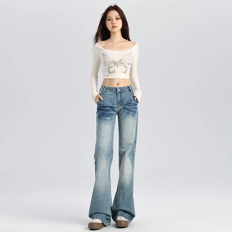 TUSHIFEI Jeans Women's Vintage Blue-3