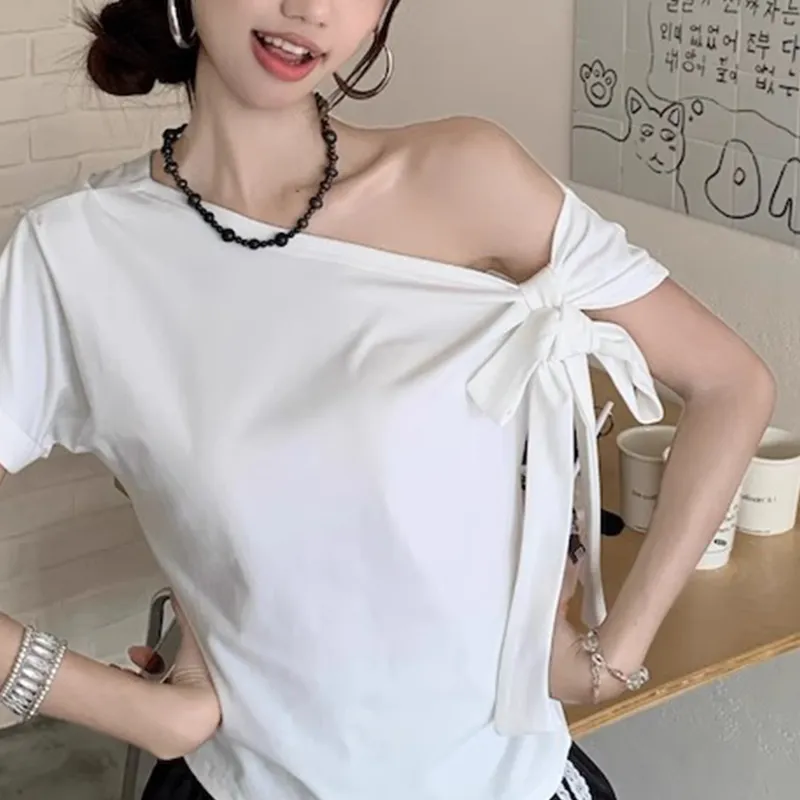 TUSHIFEI T Shirts Women's White+Hair Tie Comes With-2