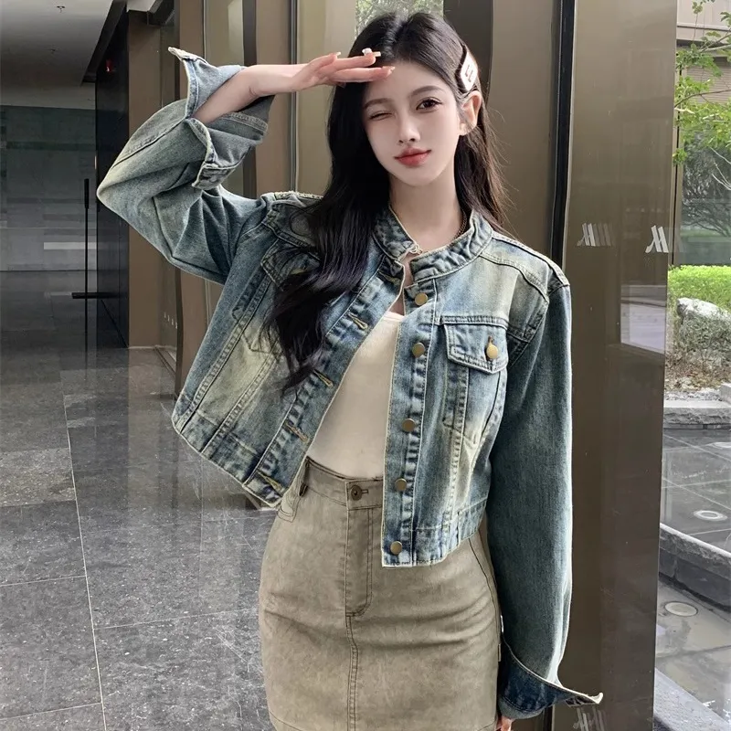 TUSHIFEI Denim Jacket Women's Image Color-3