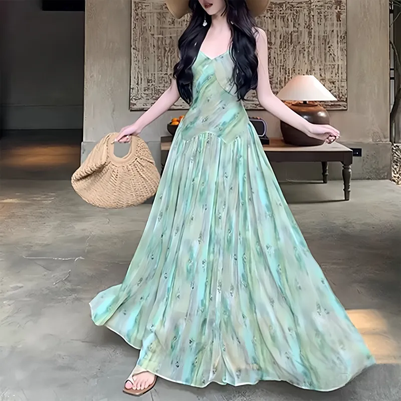 TUSHIFEI Slip Dresses Women's Green+Hair Tie Included-5