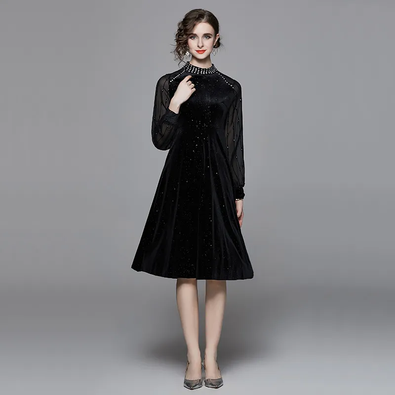 TUSHIFEI Long-Sleeved Dresses Women's Black-1