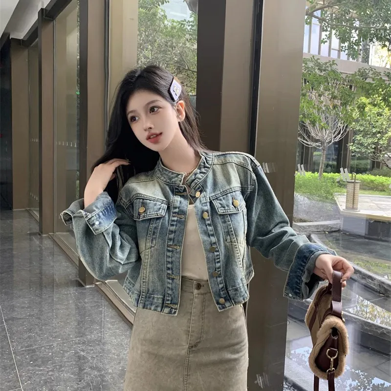 TUSHIFEI Denim Jacket Women's Image Color-5