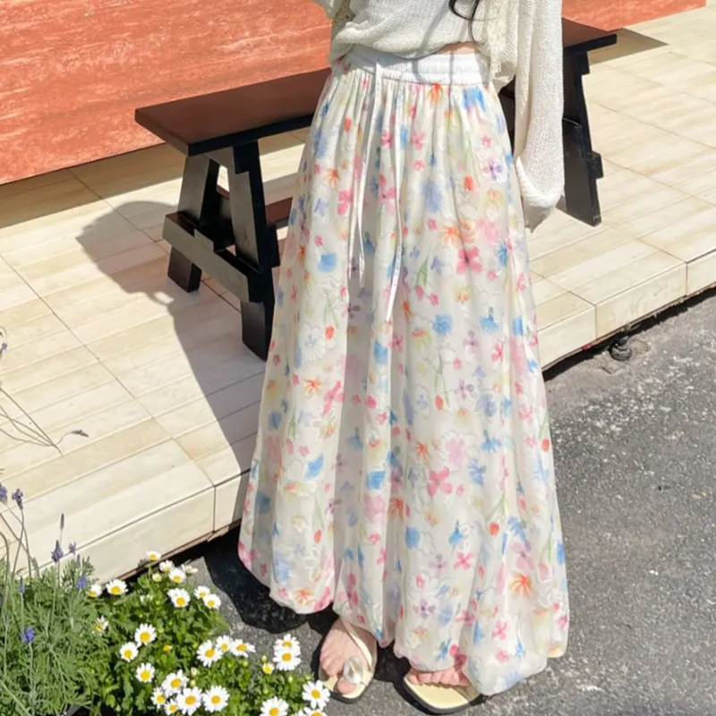 TUSHIFEI Casual Long Skirt Women's Multicolor+Hair Tie Comes With-2