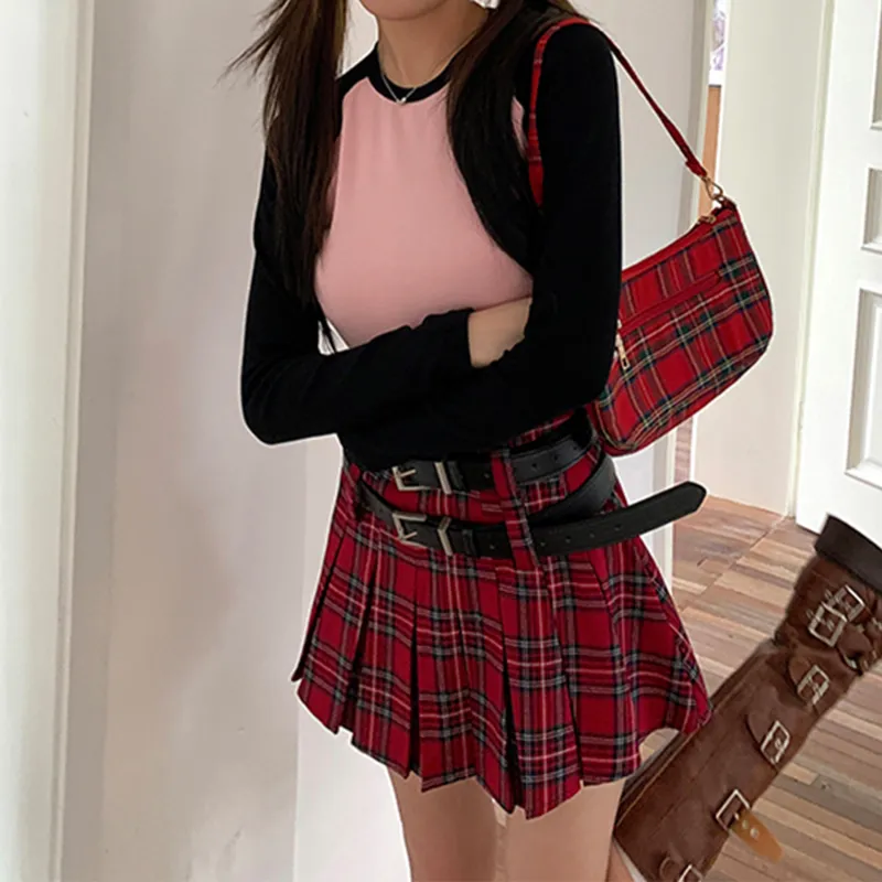 TUSHIFEI Casual Short Skirts Women's Red-3