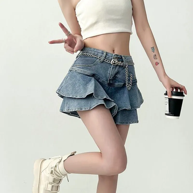 TUSHIFEI Denim Short Skirts Women's-3