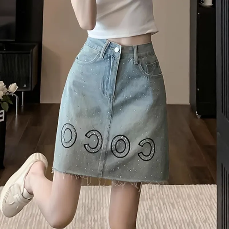 TUSHIFEI Denim Short Skirts Women's Blue+Hair Tie Comes With-5