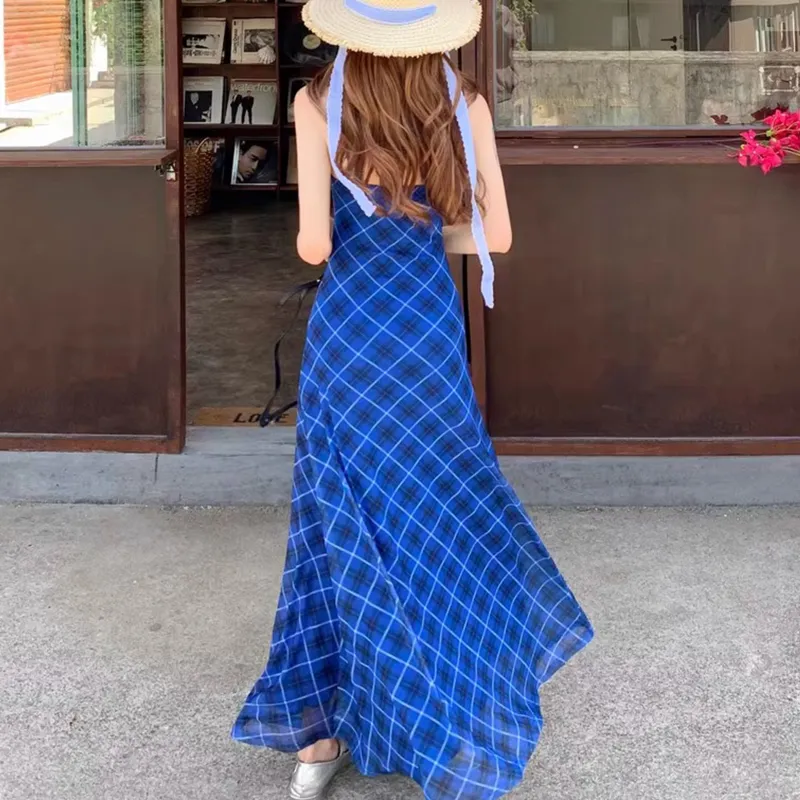 TUSHIFEI Slip Dresses Women's Plaid+Hair Tie Included-6