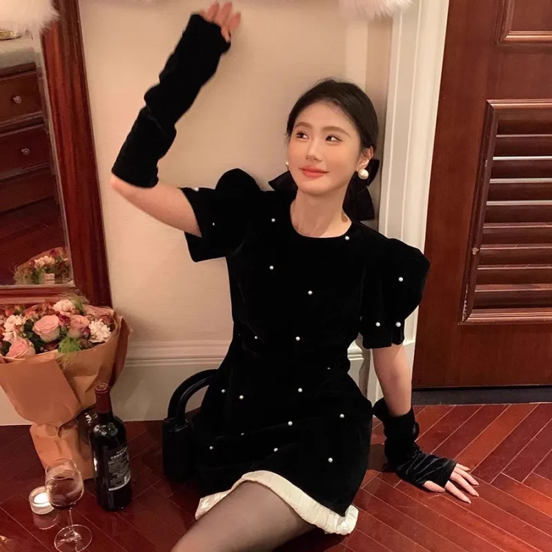 TUSHIFEI Long Sleeved Dresses Women's Black-3