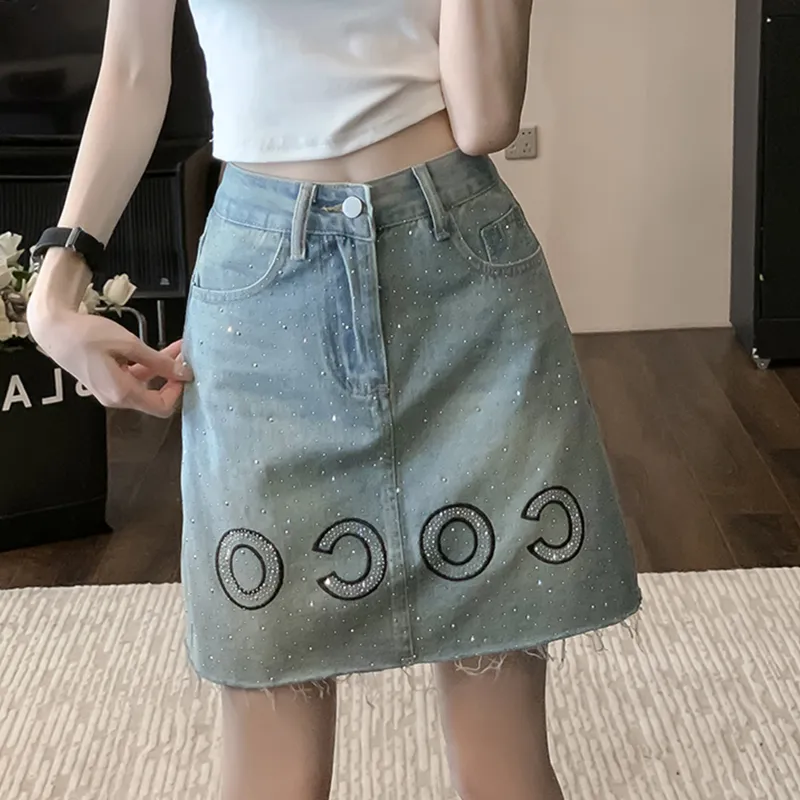 TUSHIFEI Denim Short Skirts Women's Blue+Hair Tie Comes With-3