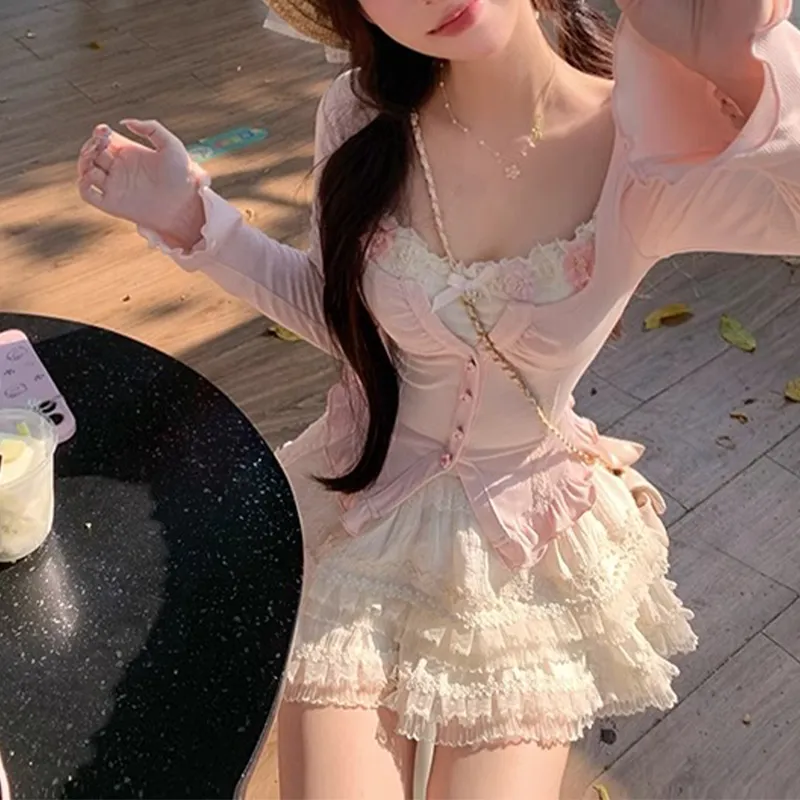 TUSHIFEI Skirt Set Women's Two Piece Set+Hair Tie Includes-4