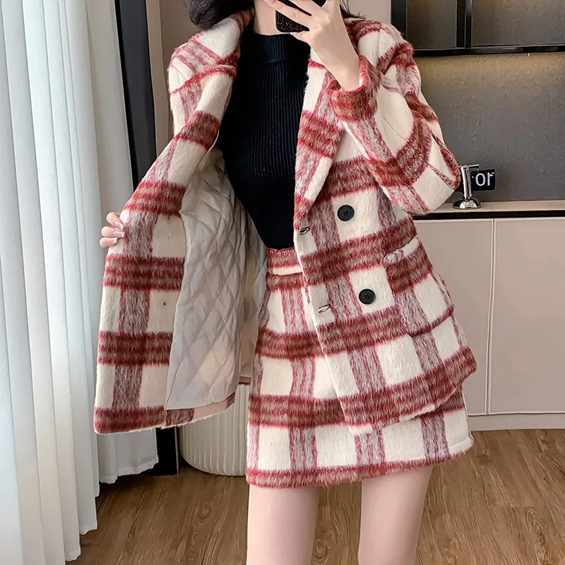 TUSHIFEI Skirt Set Women's Plaid-5