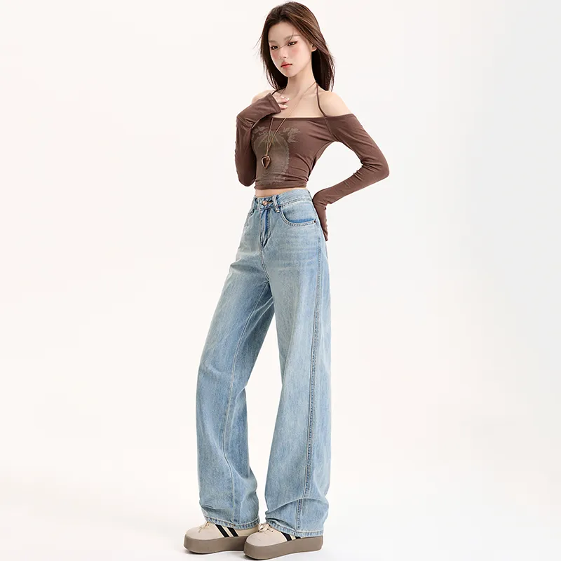 TUSHIFEI Jeans Women's Light Blue-5