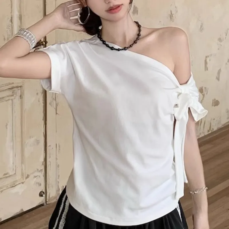 TUSHIFEI T Shirts Women's White+Hair Tie Comes With-3