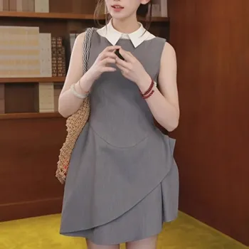 TUSHIFEI Sleeveless Dress Women's London Fog+Hair Tie Comes With