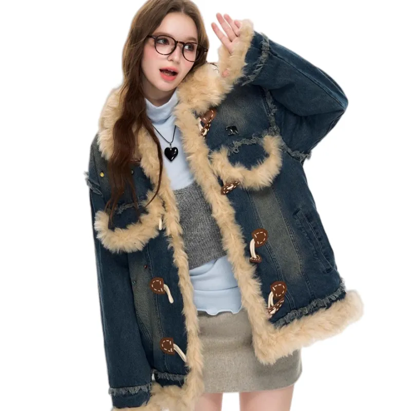 TUSHIFEI Denim Jacket Women's Blue-2