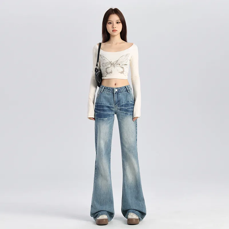 TUSHIFEI Jeans Women's Vintage Blue-6